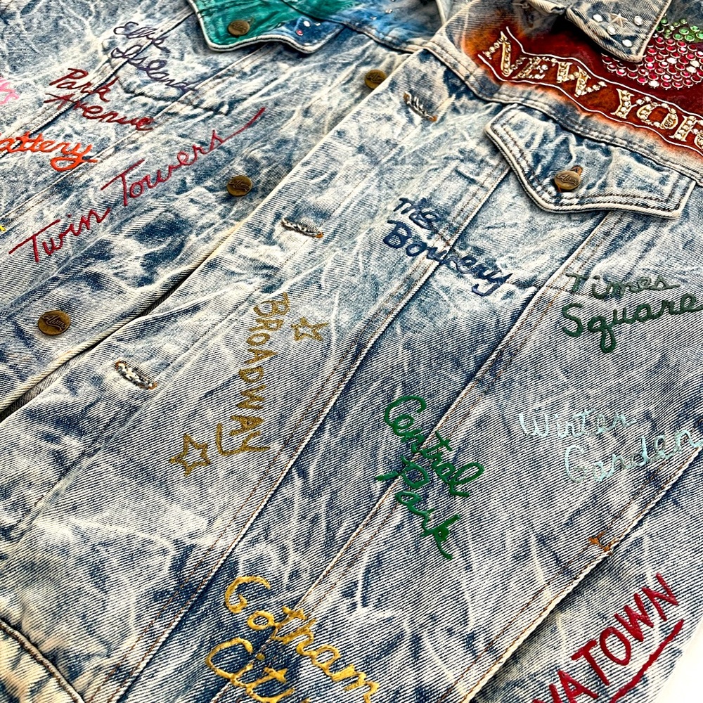 Tony Alamo New York Hand-Painted Rhinestone Denim Jacket – Size XL - Picture 12 of 14